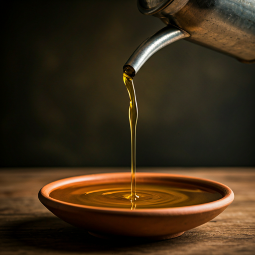 Pouring mustard oil